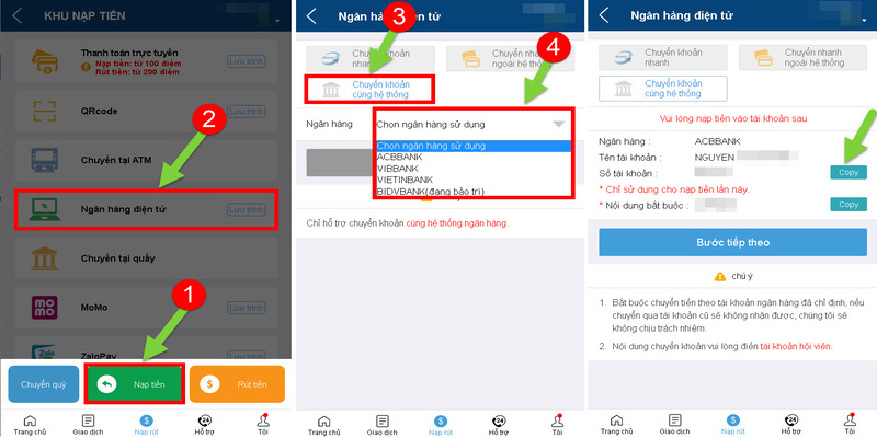 Ngân hàng điện tử cùng các bước nạp tiền KUBET